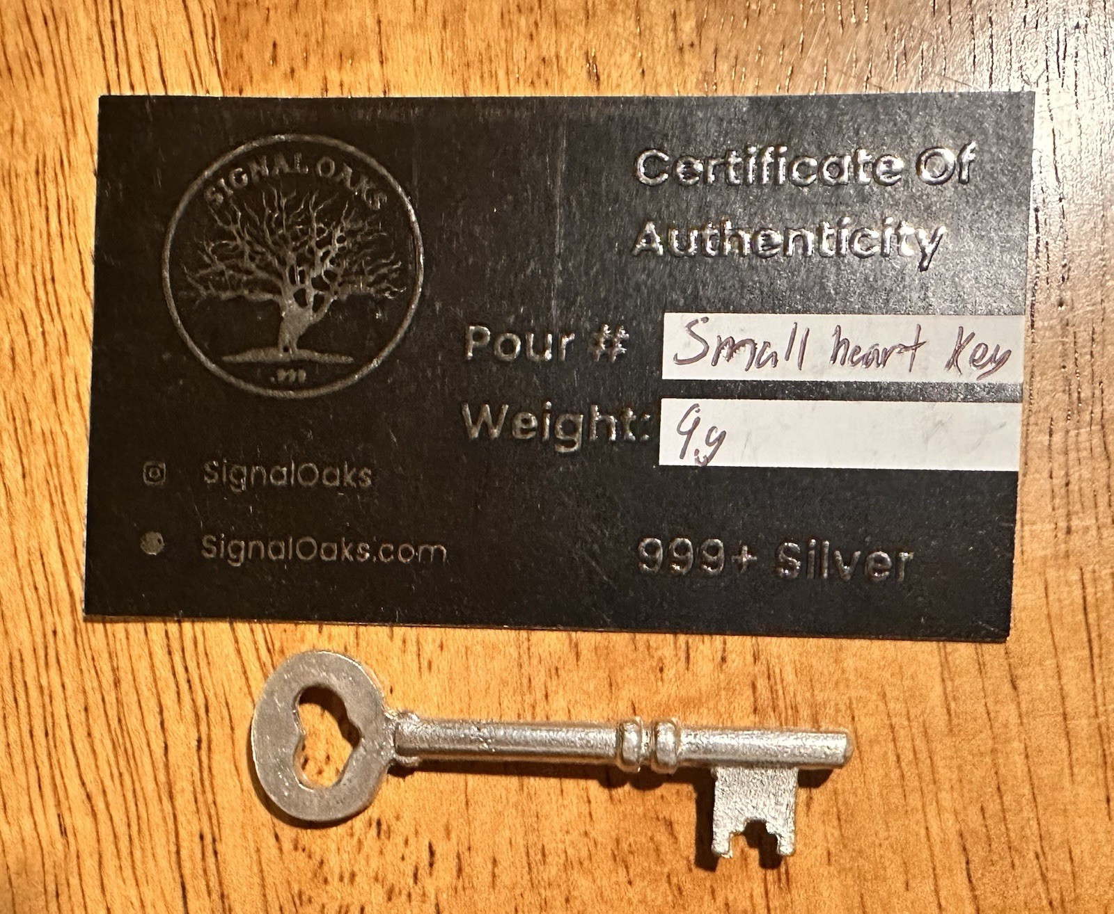 Silver Heart Key .999+ 💝💌💘💕 9.5 Grams