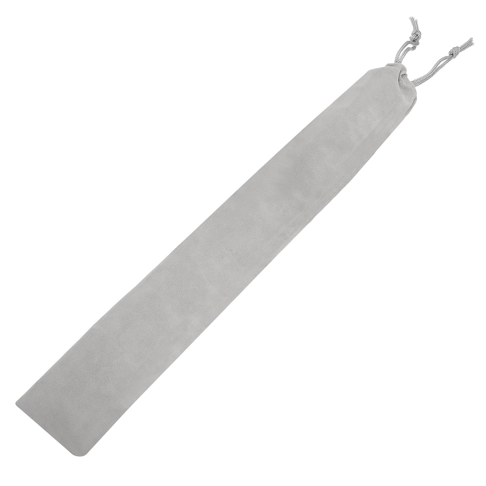 Grey Long Flannel Fabric Drawstring Pouch for Recorder Drum Sticks, 8 x 42cm