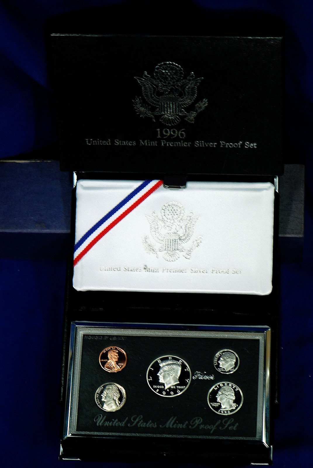 1996-s Premier SILVER Proof Set. Coins in Mint Made Custom Display Box