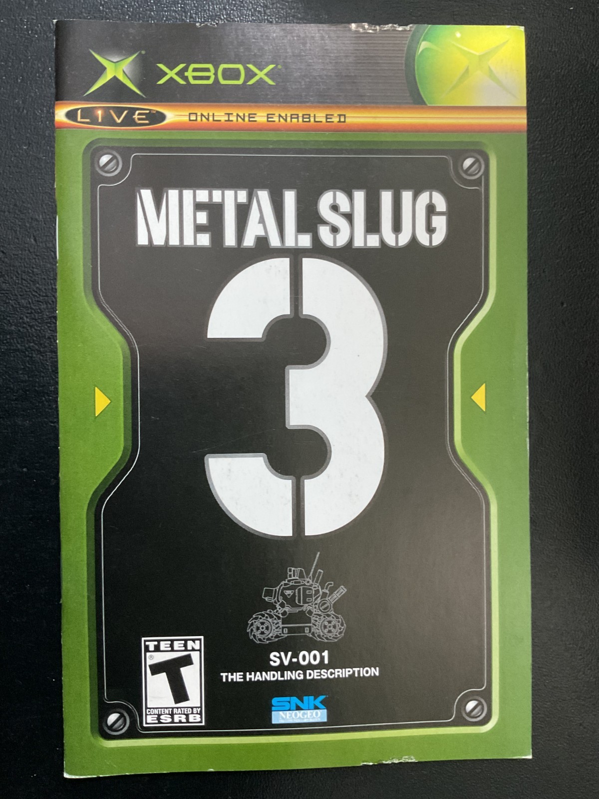 Metal Slug 3 Microsoft XBOX Instruction Manual Only