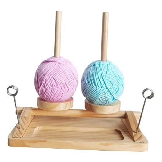 Viredelo Yarn Holder for Crocheting and Knitting，Wooden Yarn Spinner with Dual