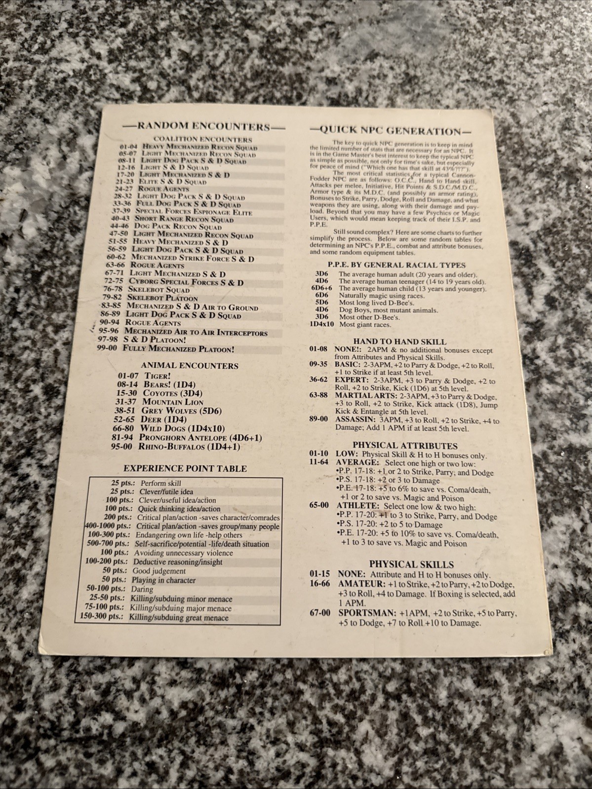 RIFTS GAME MASTER REFERENCE SCREEN 1996 FOLDOUT GOOD CONDITION