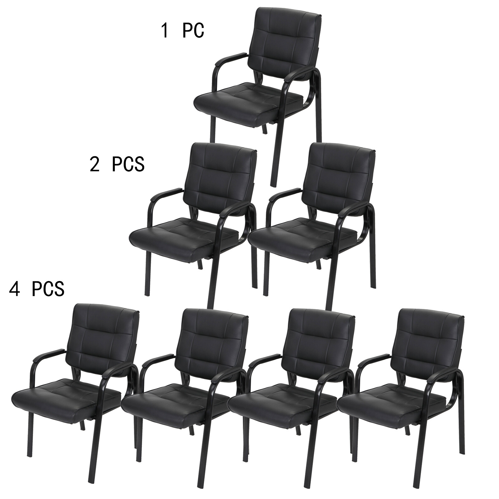 1/2/4 PCS Guest Chair Waiting Room Chair Reception Office Chair with Arms Black