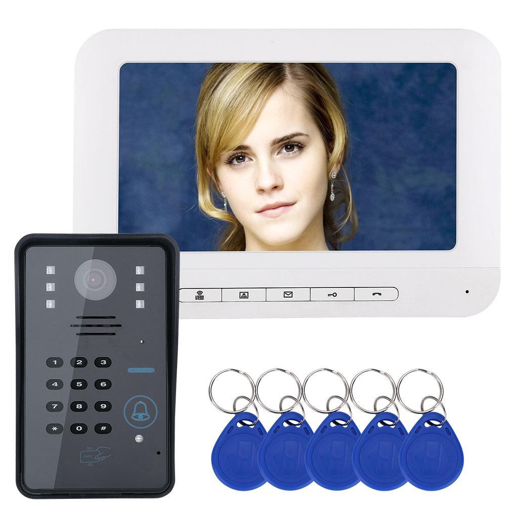 Video Door Phone Intercom Doorbell 7" LCD RFID Password 3.6mm Lens IR-CUTCamera