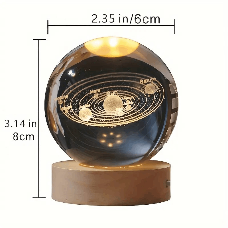 3D Color-Changing Outer Space Solar System Crystal Ball Small Night Light