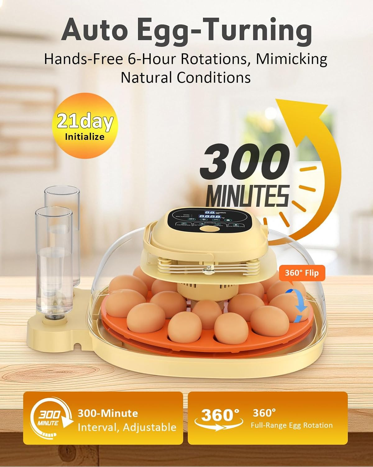 18 Egg Incubator for Hatching Eggs with Automatic Turning, Digital Temperature &