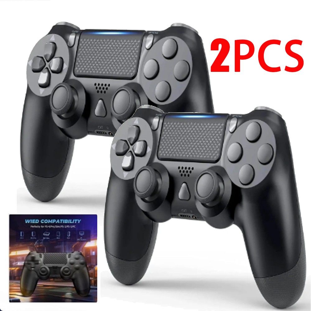 2PC Wireless Controller Bluetooth Gamepad for PlayStation4 PS4 Black Color