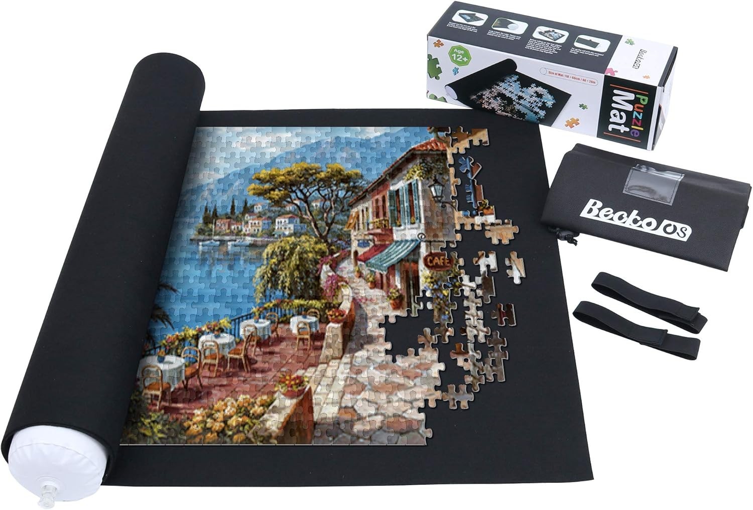 Elegant Puzzle Mat Roll-Up & Drawstring Bag: Save Jigsaw Puzzles Up to 1500 P...