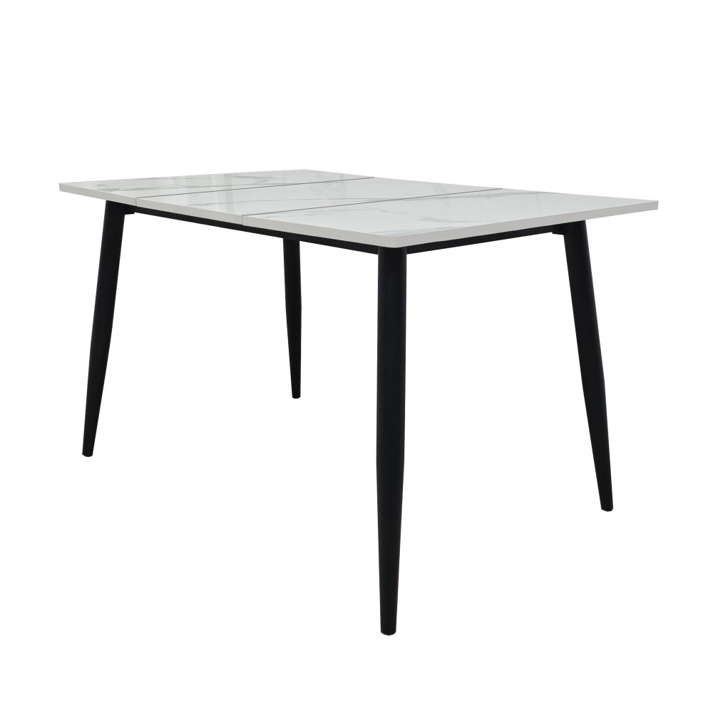 Rectangular Dining Table for 4 w/ Metal Frame, Wood Top, White, Easy Assembly