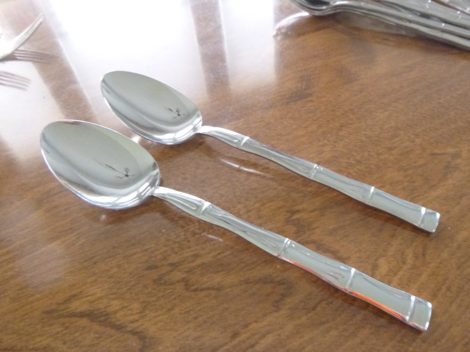 REED & BARTON Stainless Rebacraft Royal Bamboo Serving Spoons, Set of 2, Japan