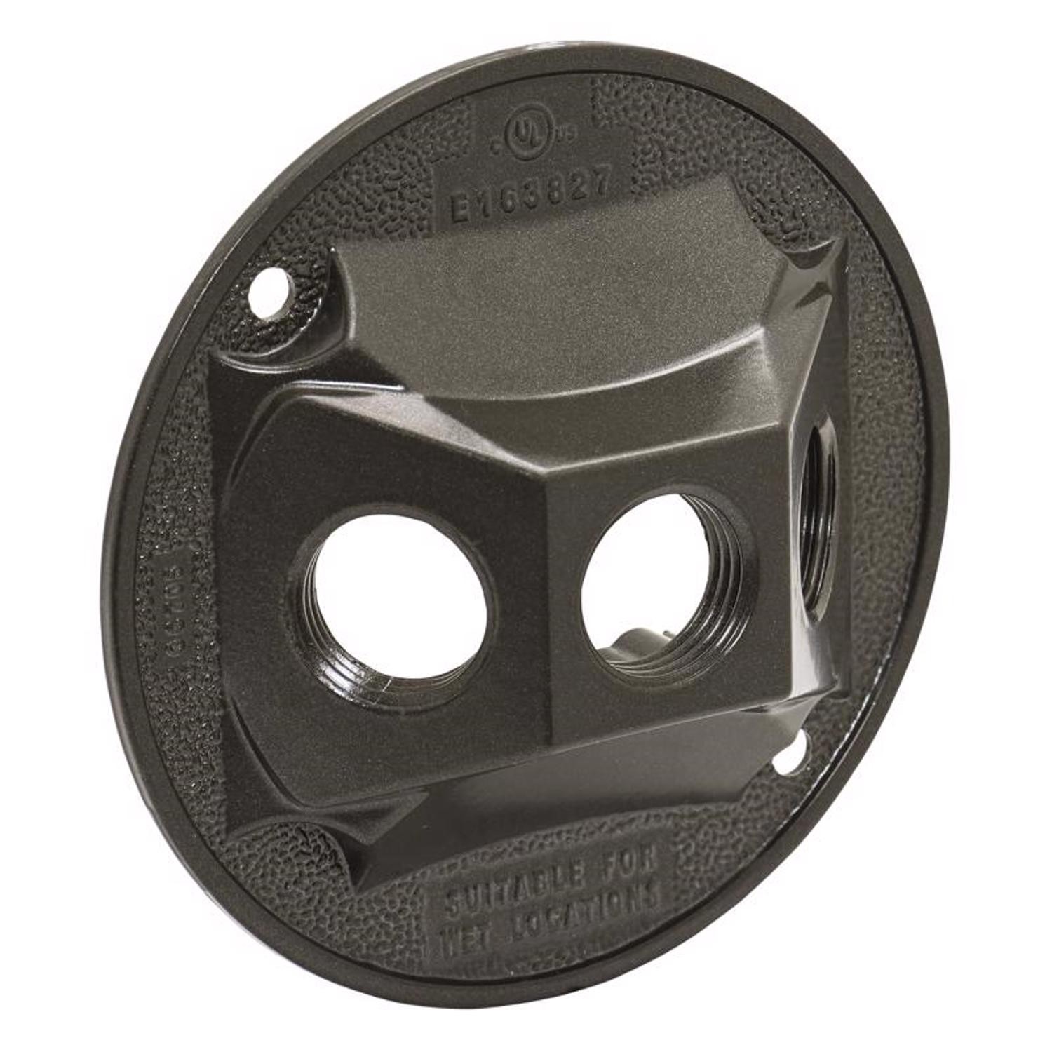 Sigma Electric 14383BR Aluminum Bronze 3-Hole Outlet Box Cover 4-1/4 Dia. in.