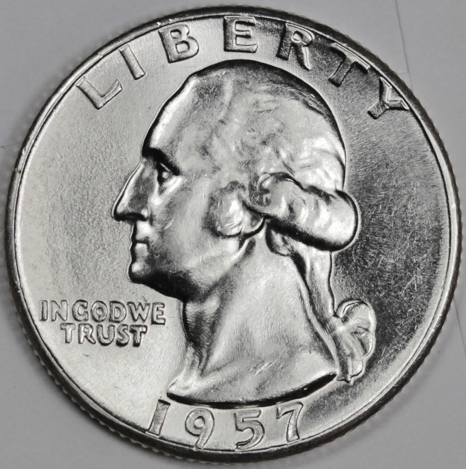1957-p Washington Quarter.  B.U.  (Inventory A)