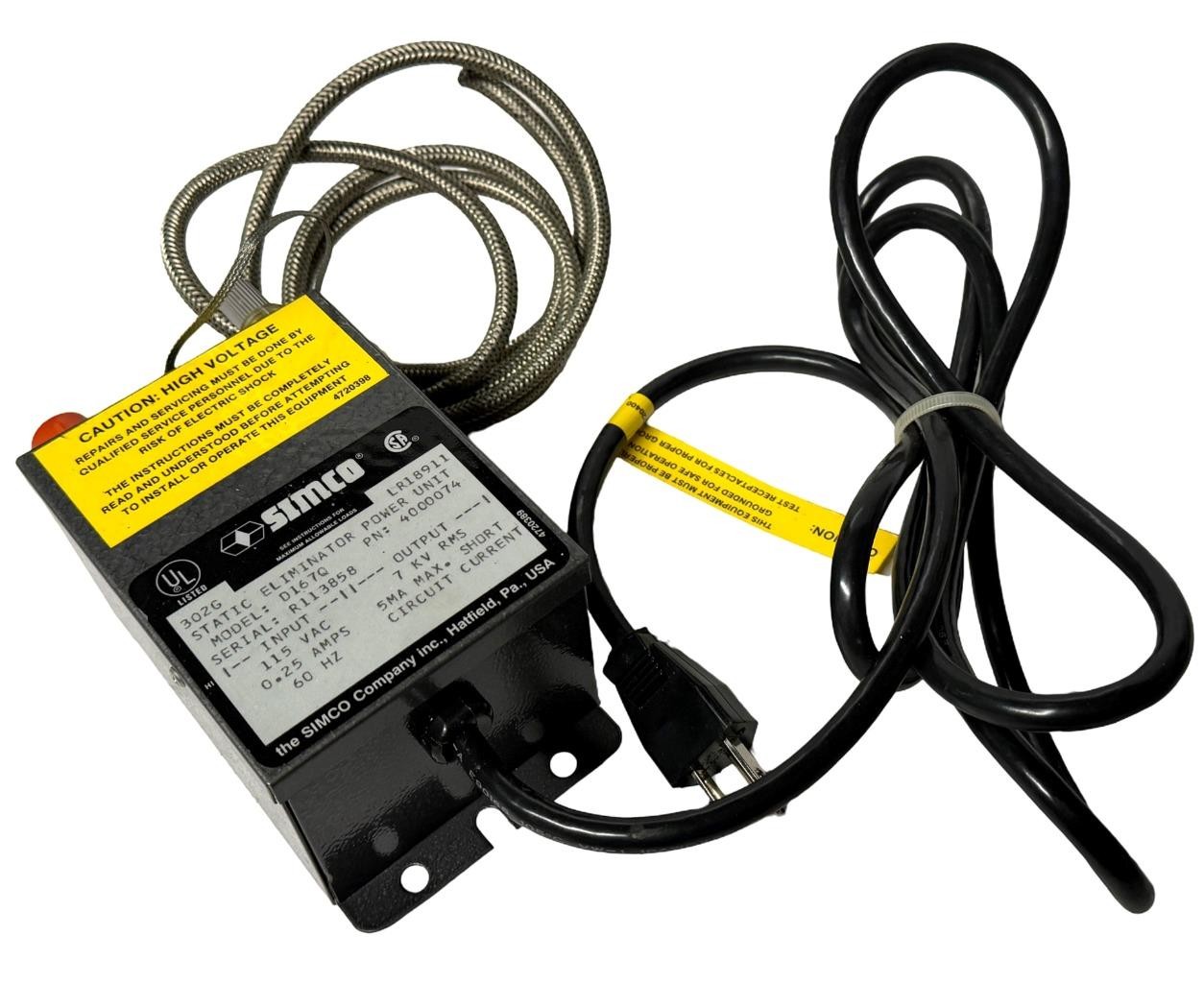 Simco D167Q Static Eliminator Power Supply Unit 115VAC 0.25A 60Hz 7kV 4000074