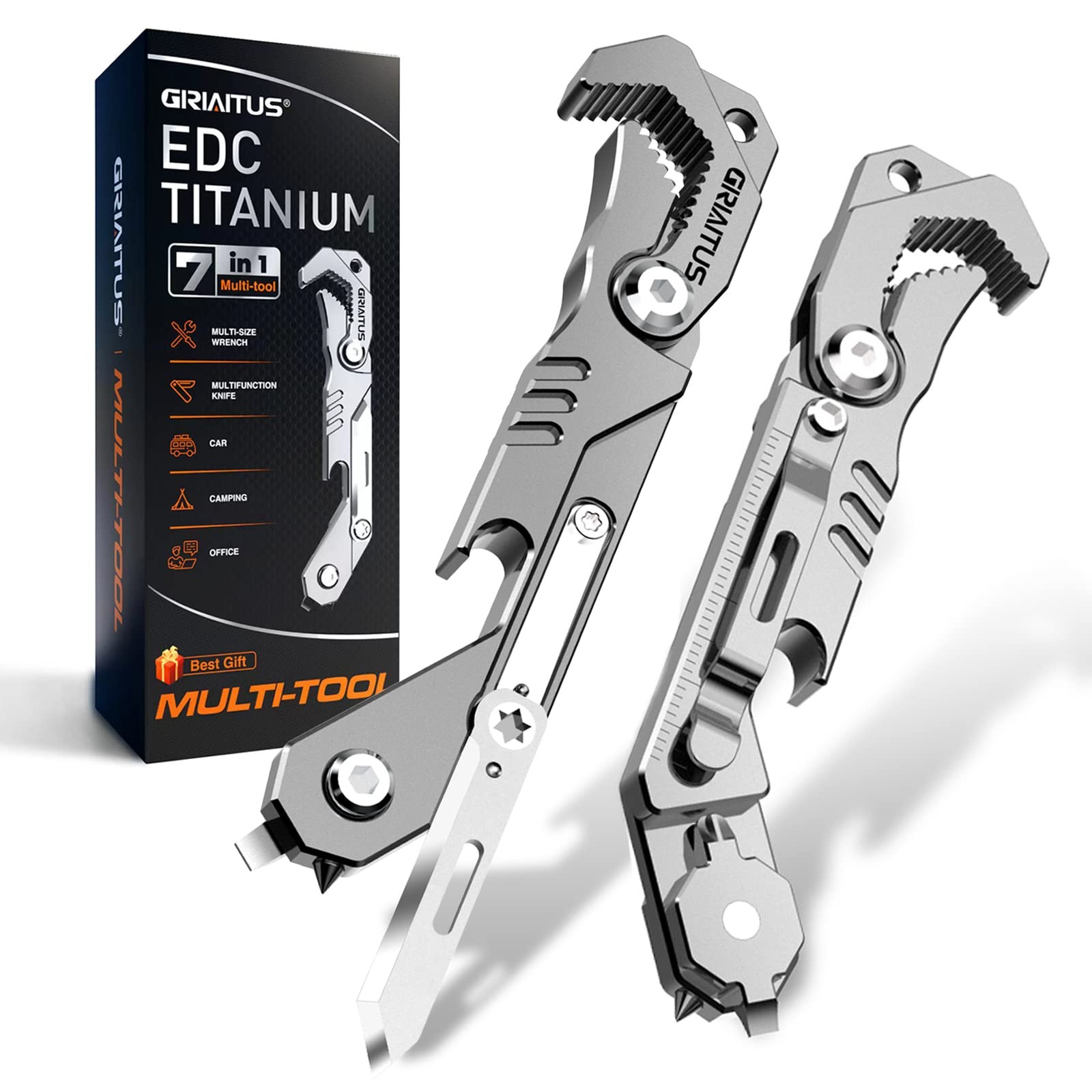 EDC Multitool 7 in 1 with knife, Wrench, Folding Knife, Screwdriver, Bottle O...