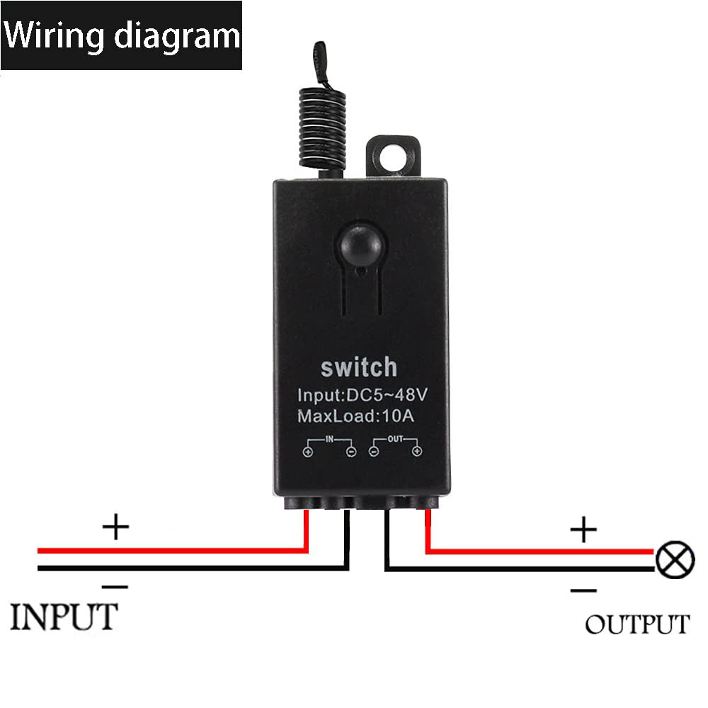 12V Wireless Mini Remote Control Switch, DC 12V/24V/48V/10A Relay with 328FT Lon