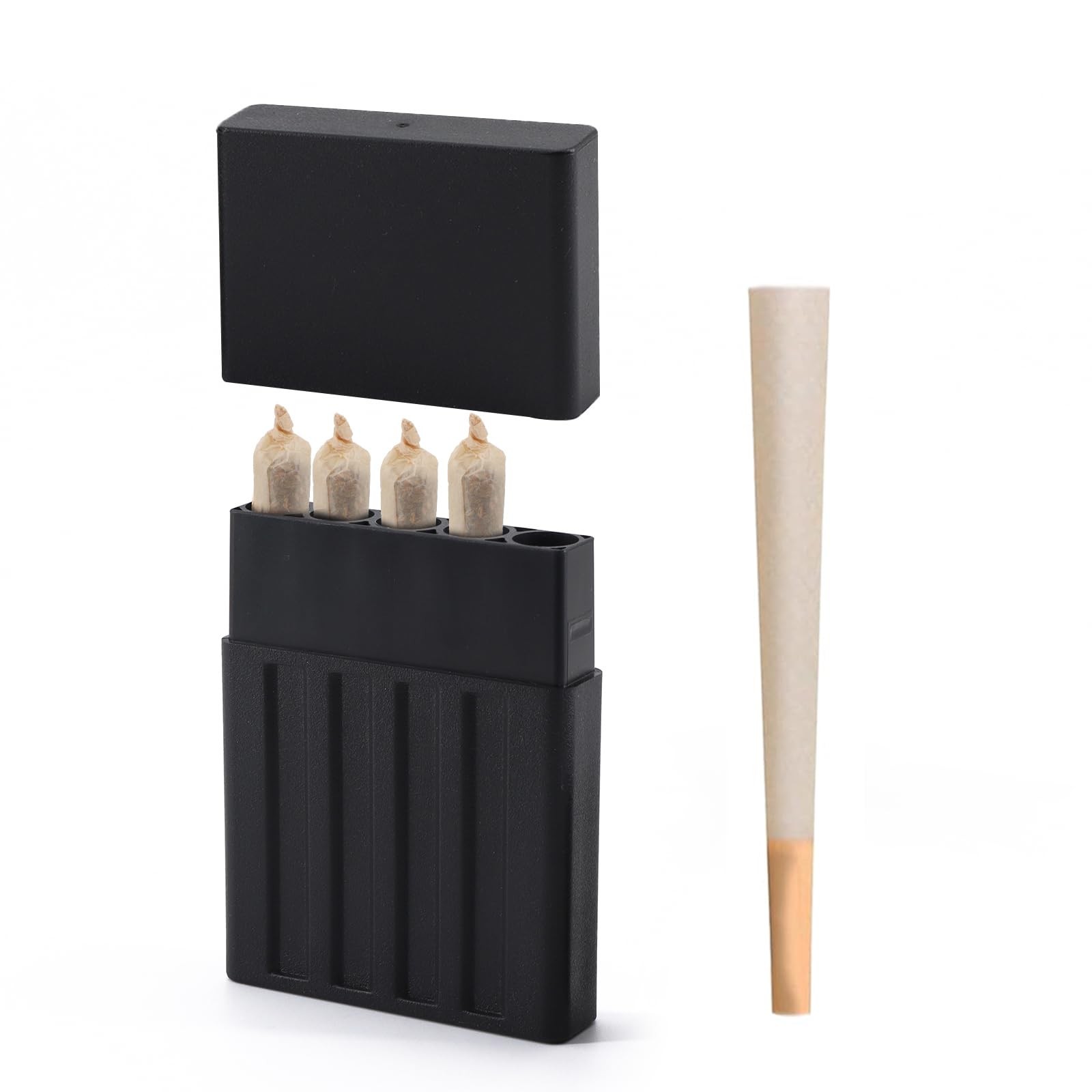 Smell Proof Cigarette Holder Case, 5 Hole Single Pre Roll Black