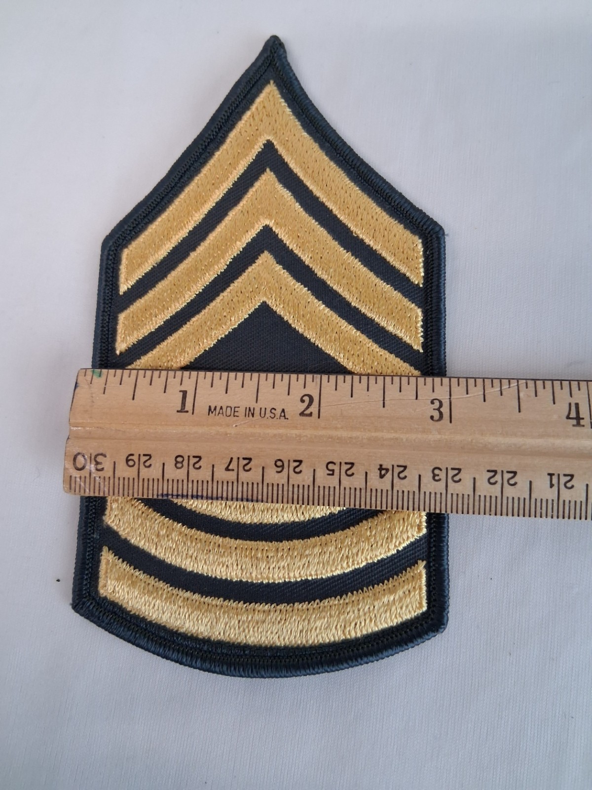 US Army Master Sergeant E-8 Insignia Patch OD Olive Drab 3 x 5.5 VTG Surplus NOS