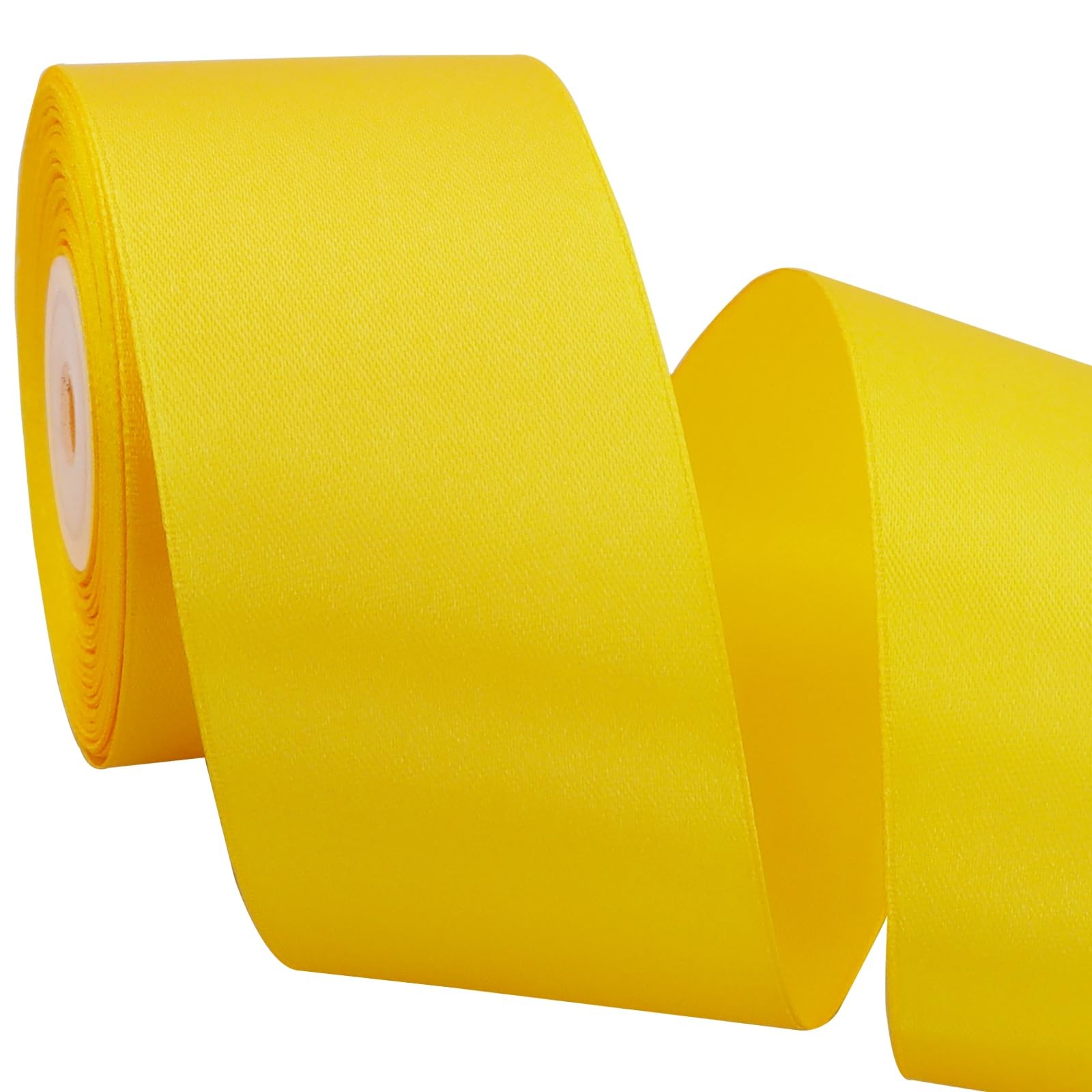 TONIFUL 2 Inch x 25 Yards Wide Gold Yellow Satin Ribbon 2 inch wide,