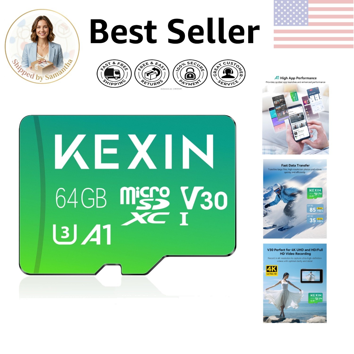 64GB High-Speed Micro SDXC Card with Adapter - Perfect for Action Cameras