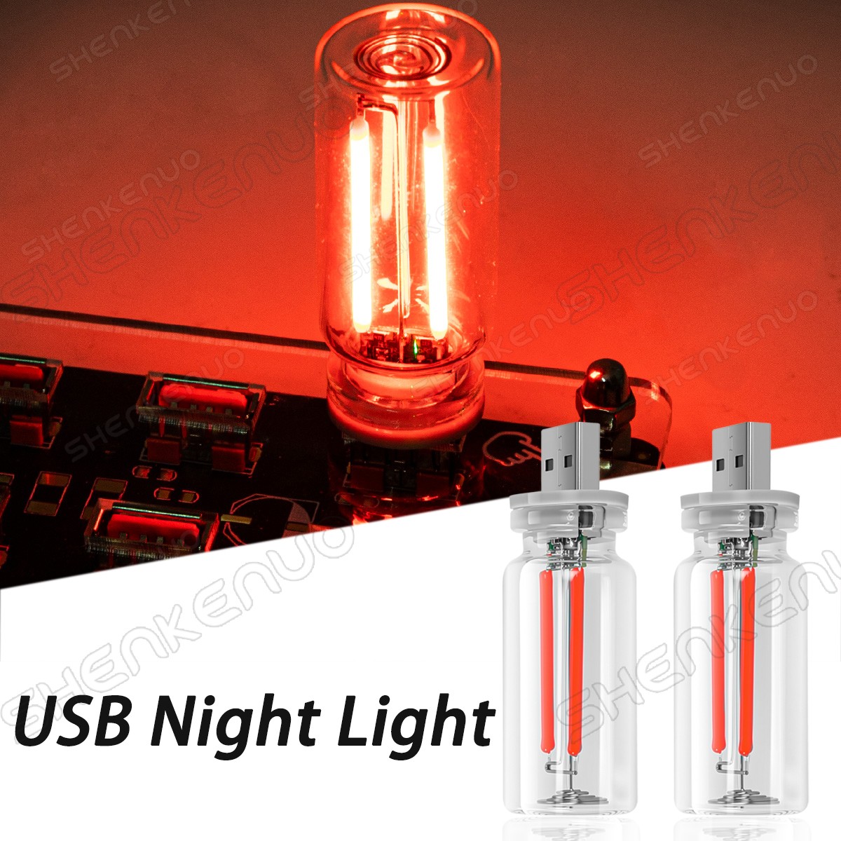 2PCS Car USB Night Lights Touch Dimmable Vehicle Interior Ambient Lamp Portable