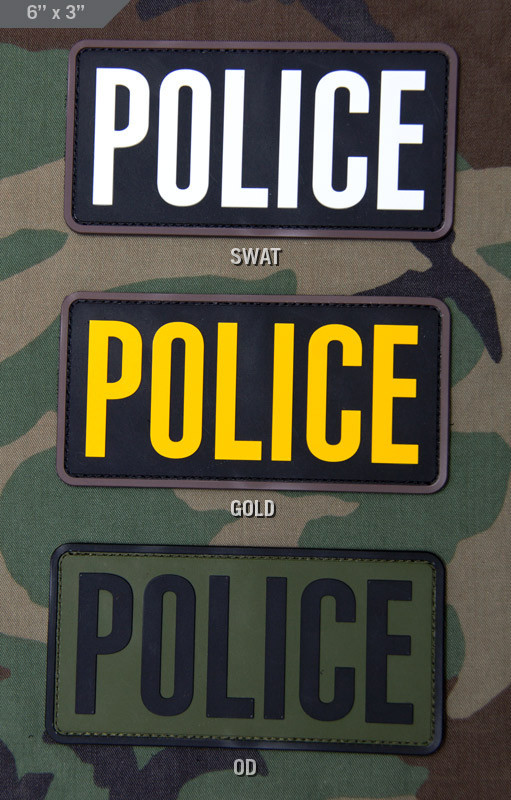 Milspec Monkey MSM Morale Patch POLICE OD GREEN - 6 " x 3 " PVC Hook & Loop NEW