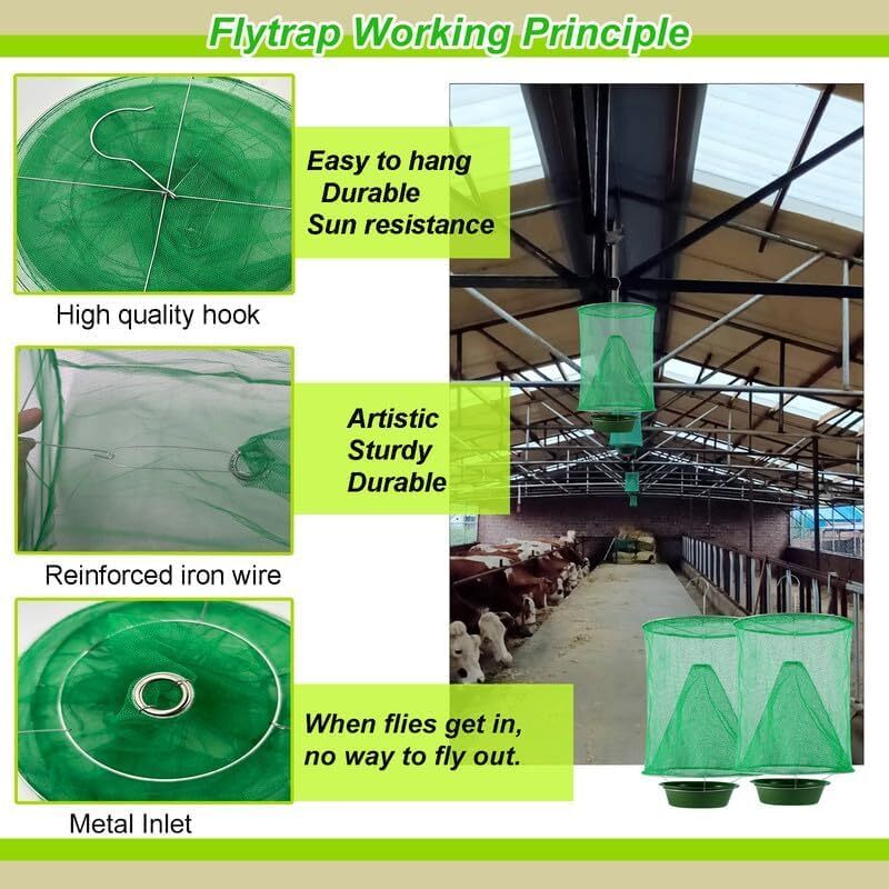 4 x The Ranch Fly Trap Reusable Fly Catcher Killer Cage Net Trap Pest Bug Catch