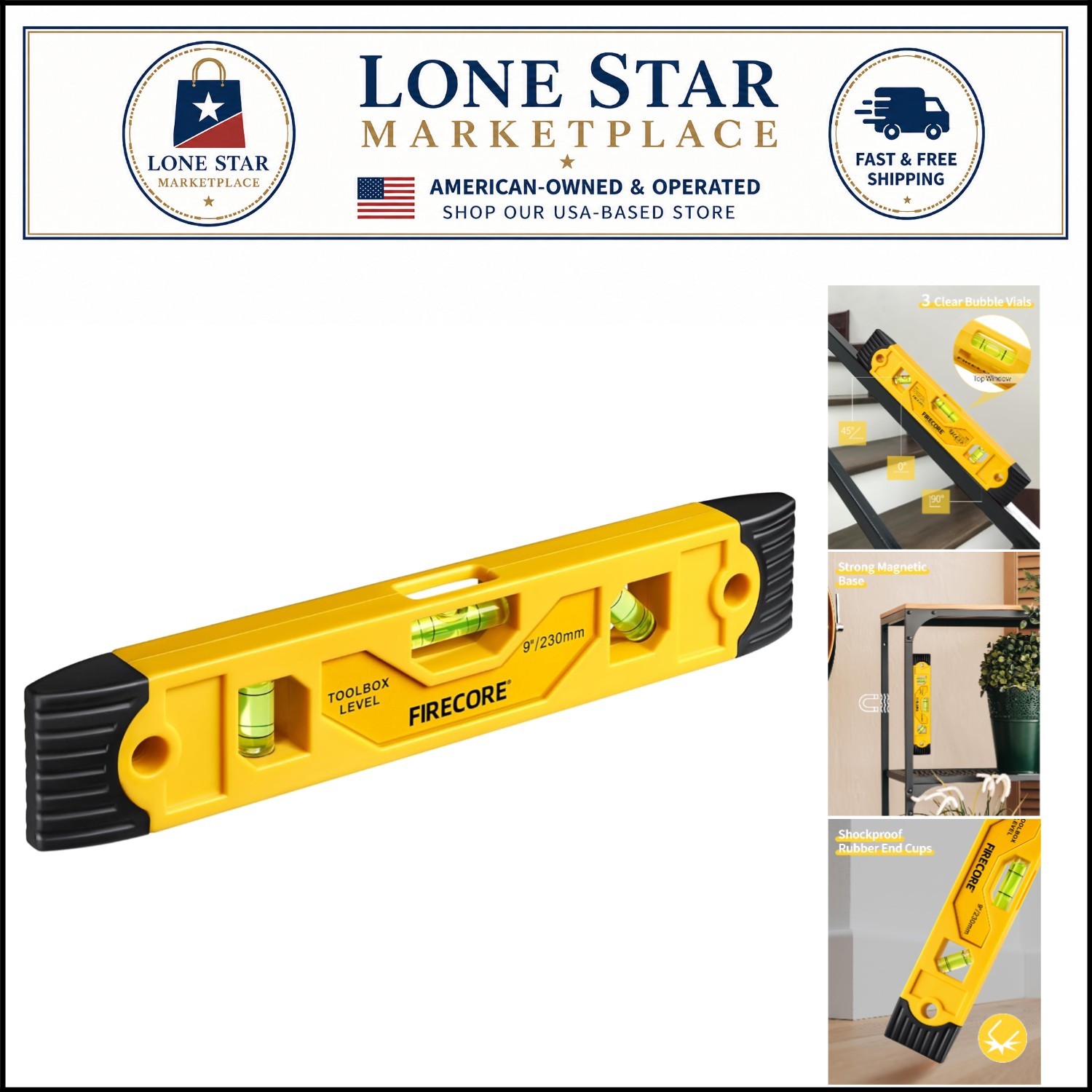 Versatile 9-Inch Magnetic Torpedo Level with 3 Vials for Accurate Measurements