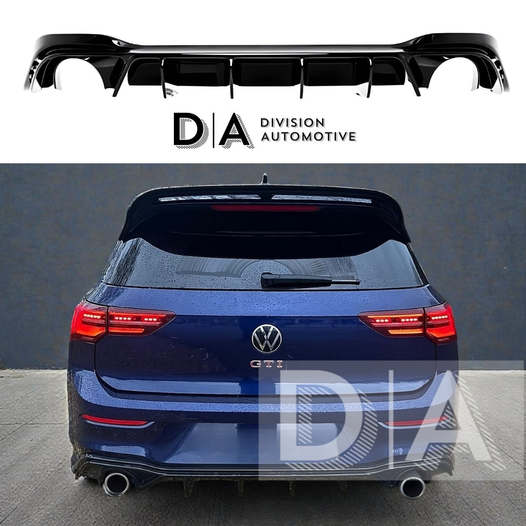 REAR VALANCE DIFFUSER LIP SPOILER GLOSS BLACK FOR VW GOLF MK8 GTI 2020–2023