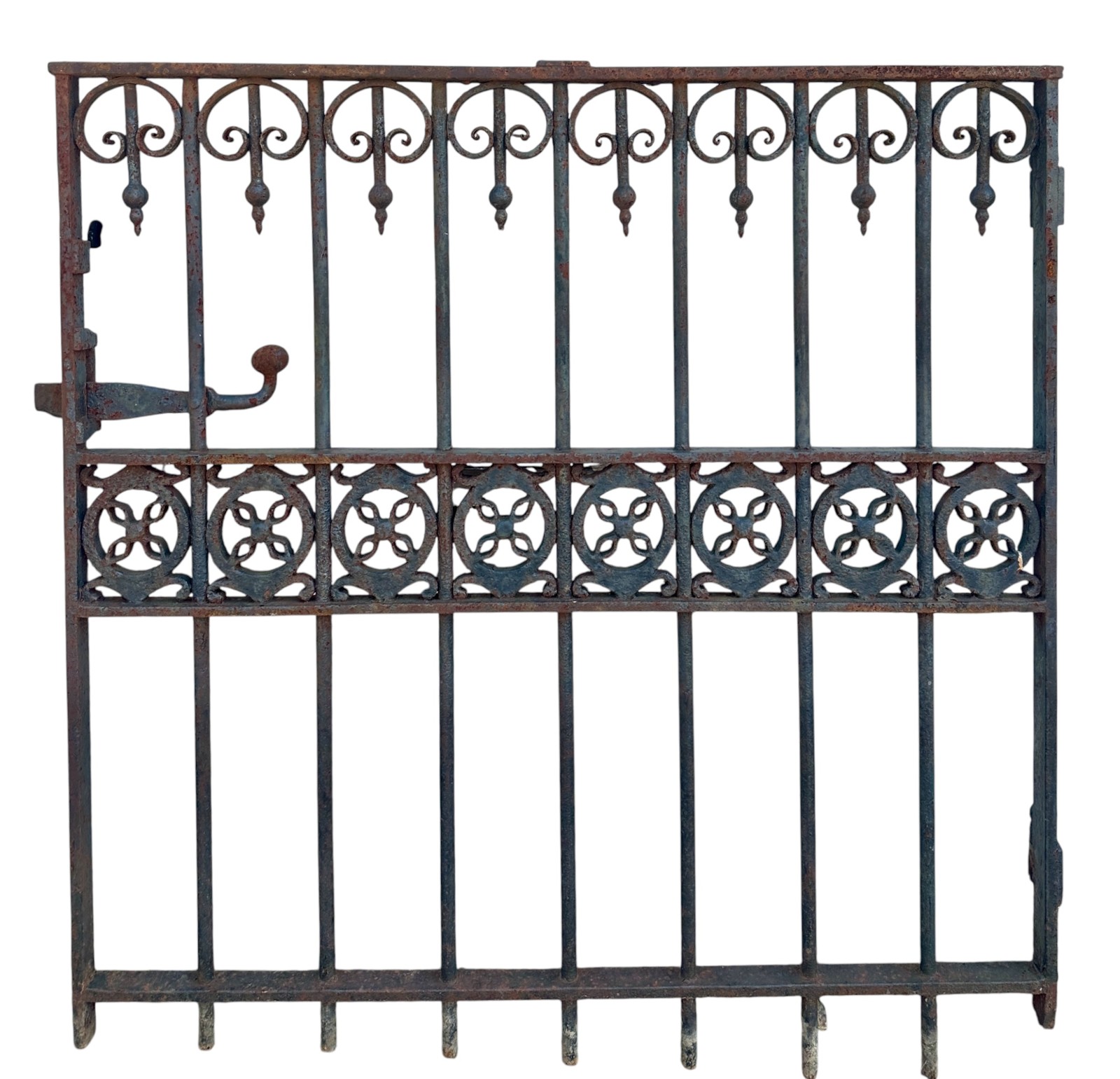 Antique Wrought Iron Victorian Style Garden Gate - 39" W x 39.75" T - GA20972