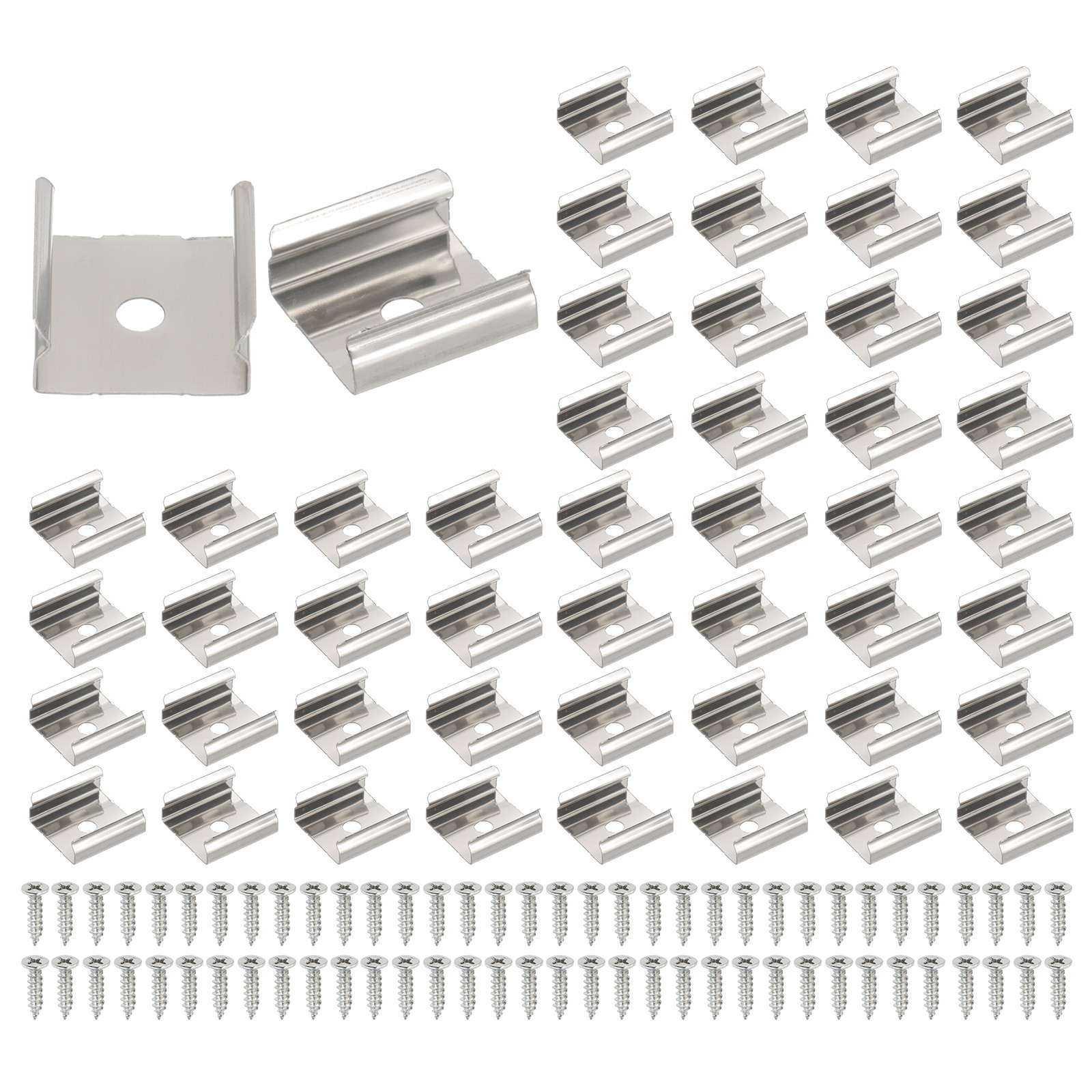70 Pcs LED Strip Clips Stainless Steel Mounting Brackets Fit 17mm Strip