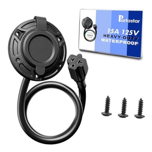 NEMA 5-15 AC Power Inlet Socket, 15A 125V Heavy-Duty RV Shore Power NEMA 5-15P