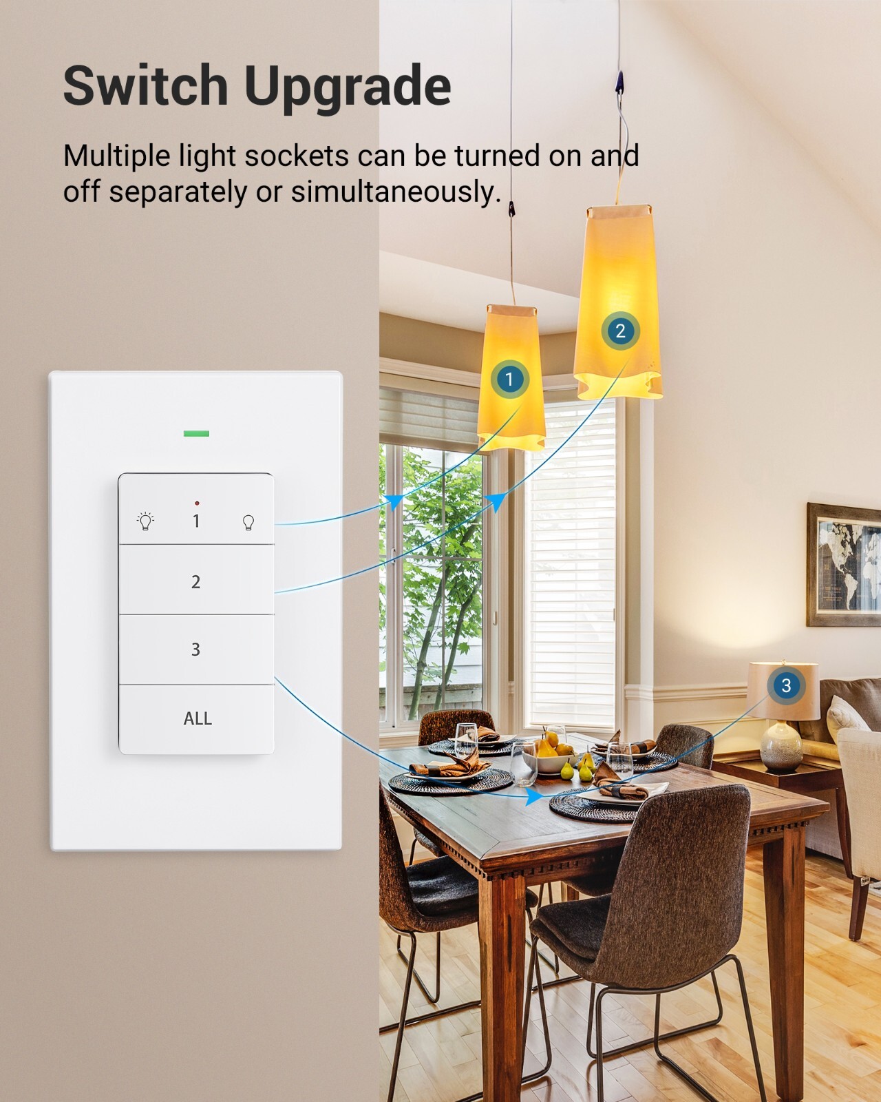 DEWENWILS Remote Control Light Socket, Wireless Light Switch 3 Socket 1 Controll