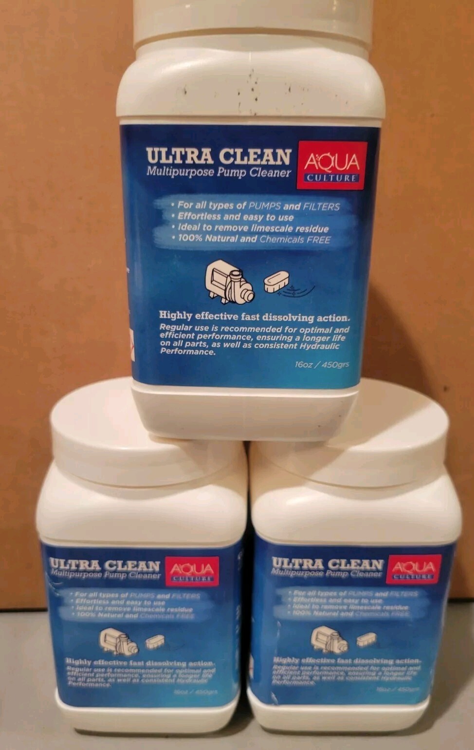 Lot of 3 Aqua Culture Ultra Clean Multipurpose Pump Cleaner 16oz per bottles New