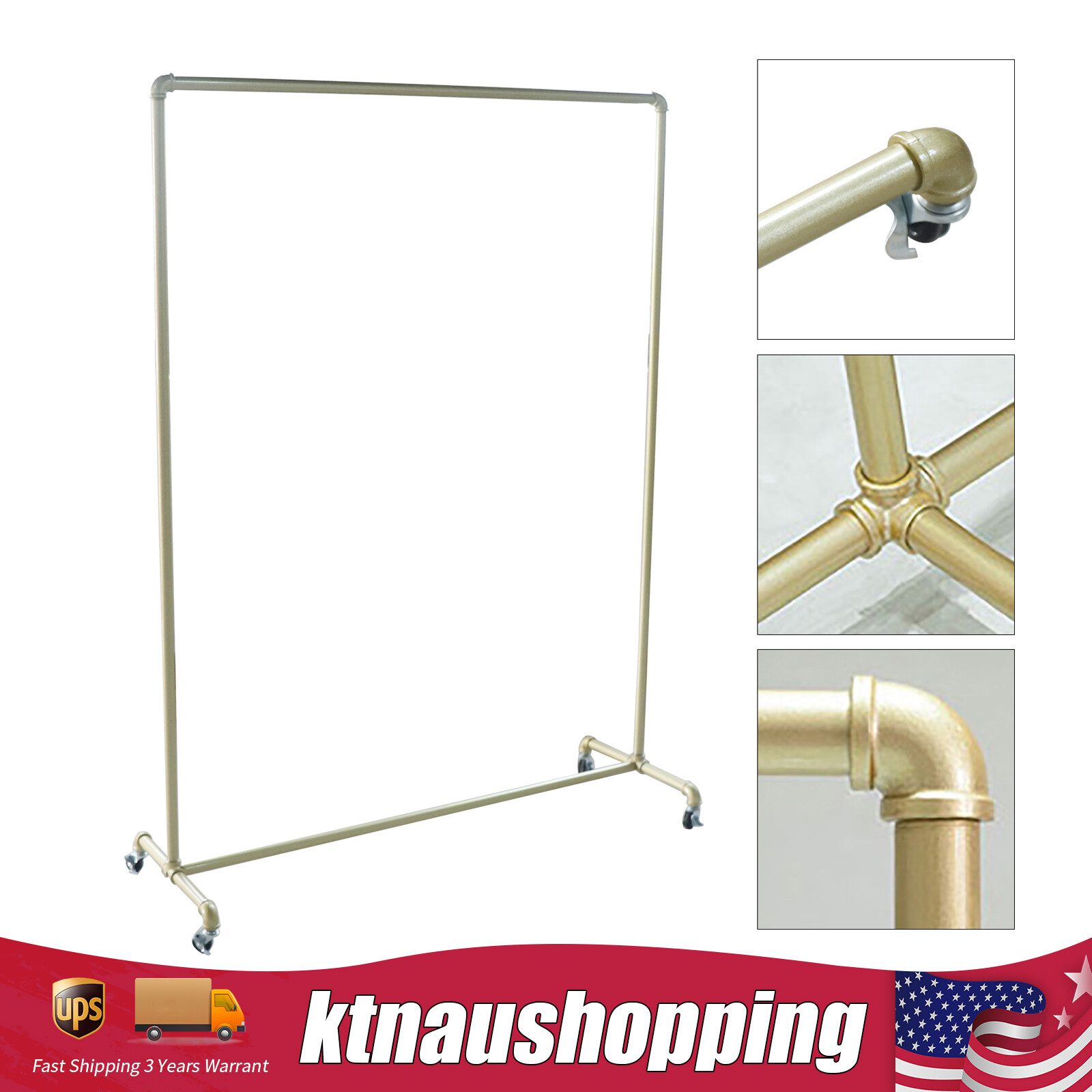 Heavy Duty Commercial Garment Rack Metal Rolling Clothing Shelf Retail Store New