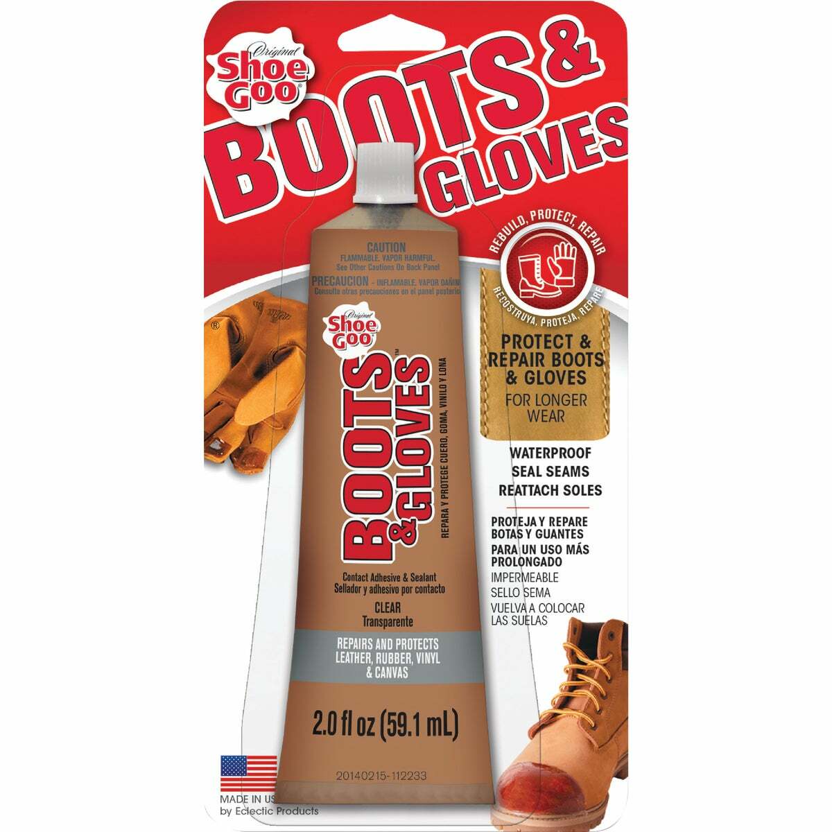 BOOT & GLOVES SHOE GOO GLUE ADHESIVE CLEAR SEAL SEAMS REATTACH SOLES 10611