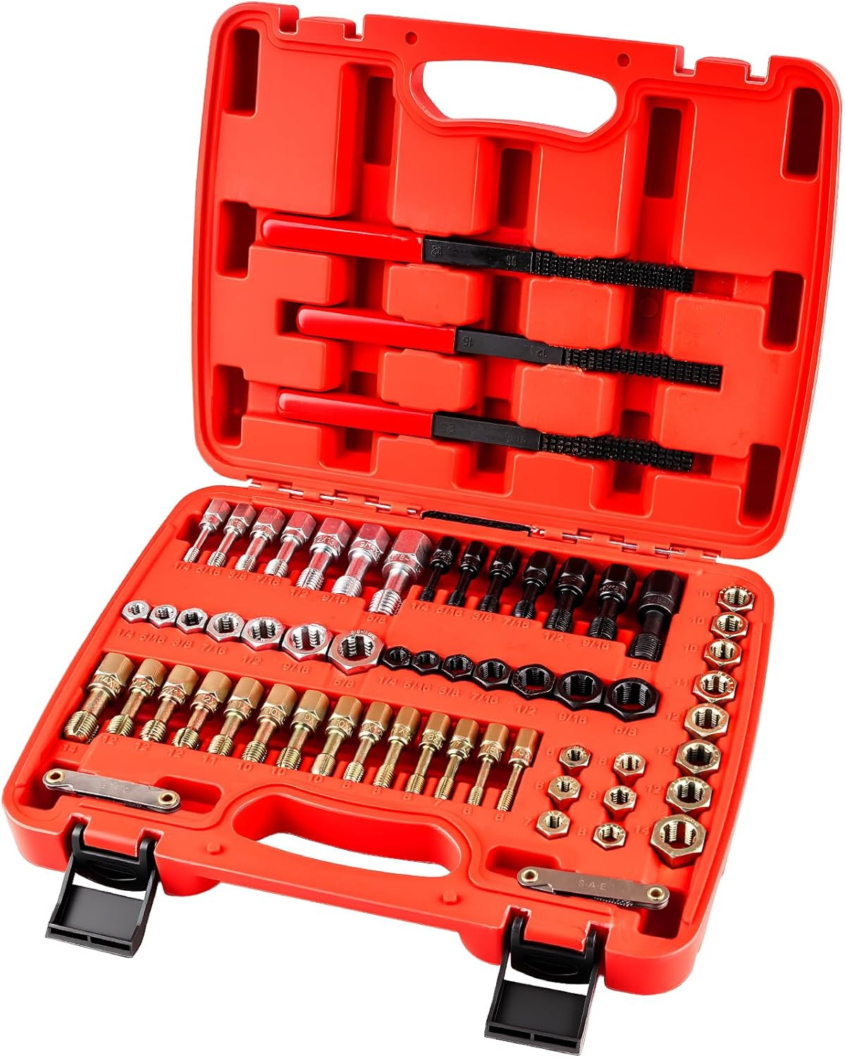 Kit 61 Pzs Reparación de Roscas Métrico UNC UNF Machuelos Terrajas Profesional