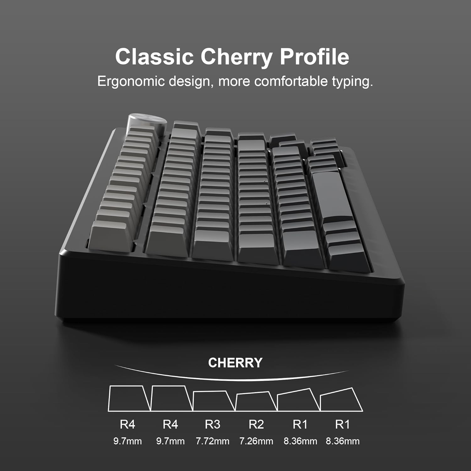 Grey Black PBT Keycap Set 136 Keys Gradient Double Shot Cherry Profile Backlit