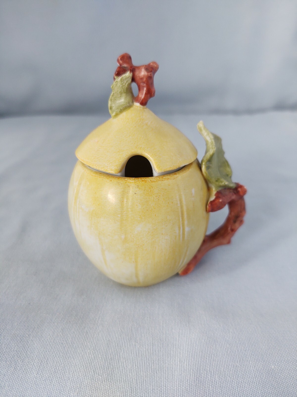 Two Porcelain Germany Figural Fruit Mustard Jars
