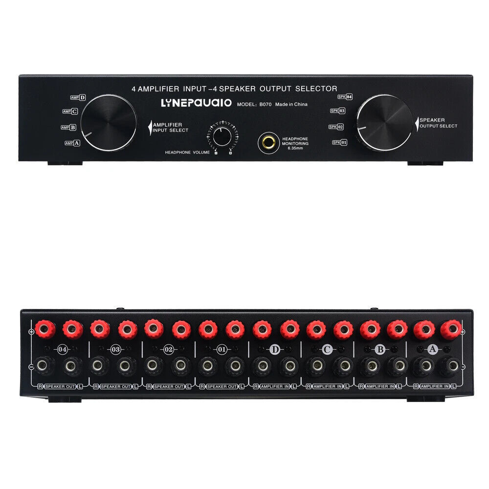 1x 4 Input 4 output Power Amplifier Speaker Selector Switcher Speaker Switch New