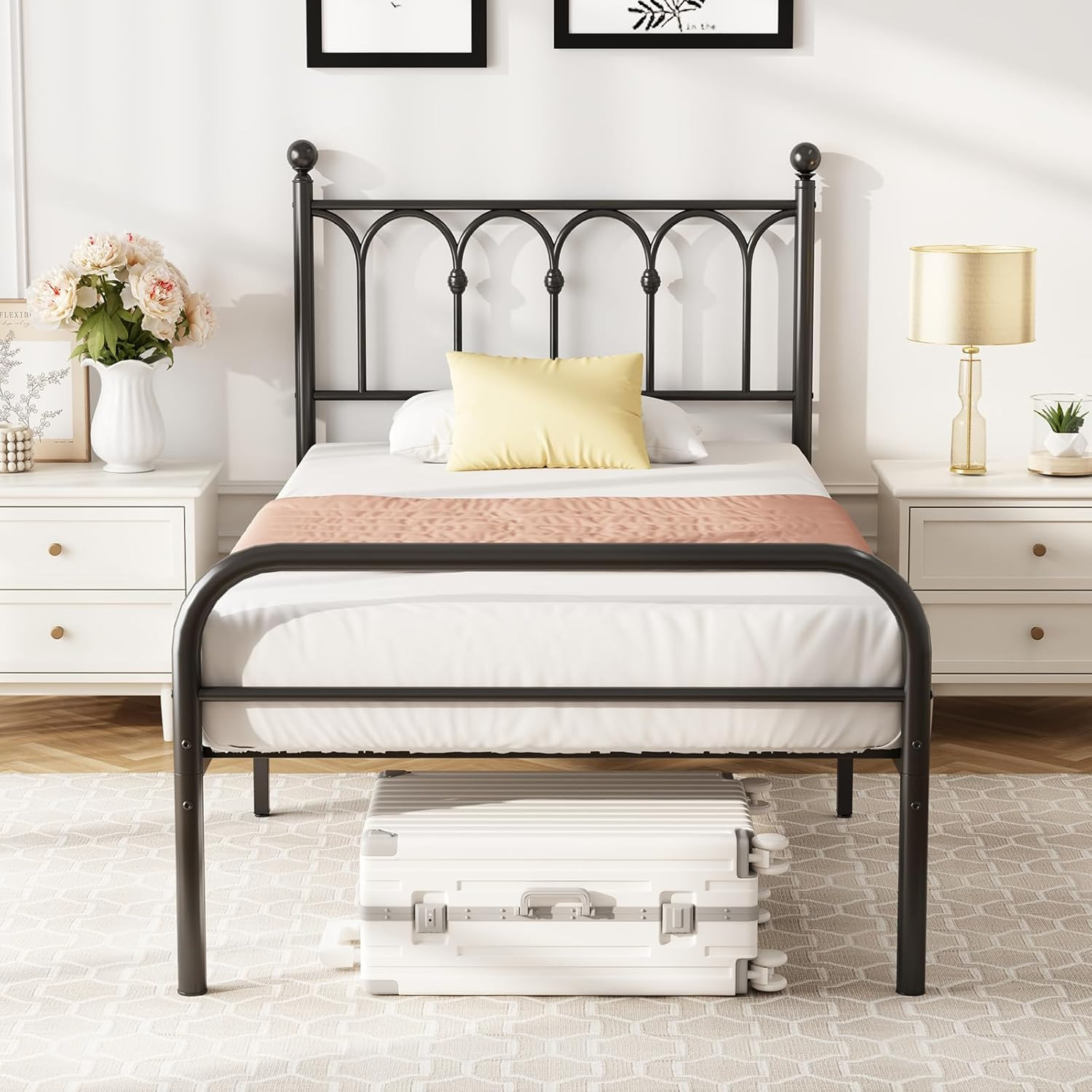 Twin Bed Frame, Heavy Duty Metal Platform Bed with 11.9" Space Storage, Heavy Du