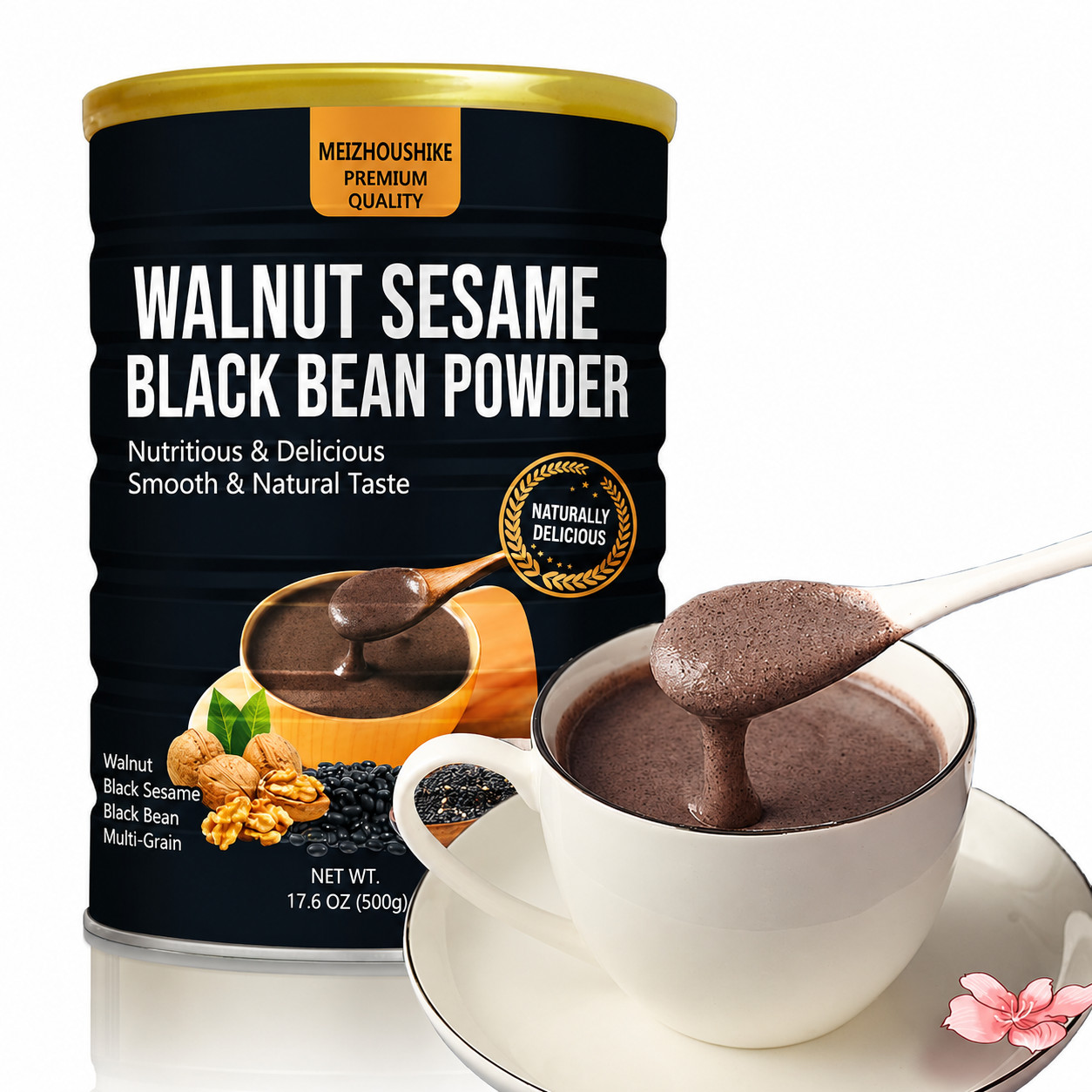 Black Sesame Walnut & Black Bean Powder Drink – Chinese Yam Grain Congee Instant