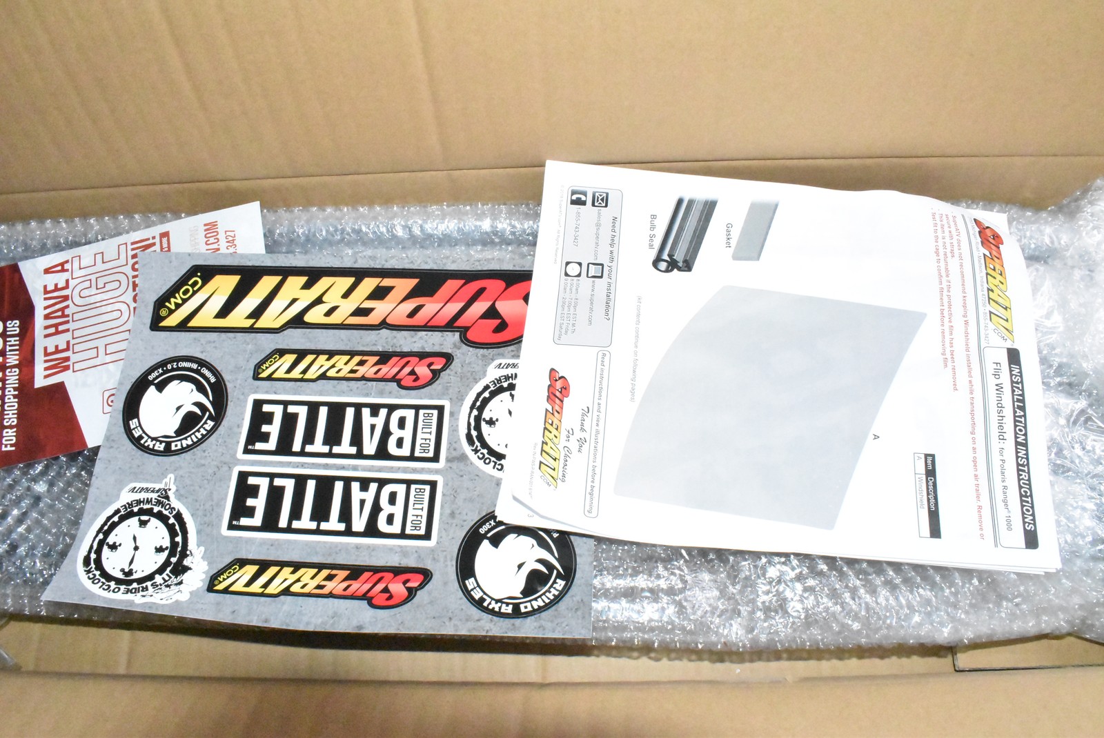 SuperATV Scratch Resistant Full Windshield for Polaris Ranger XP/Bobcat UTV