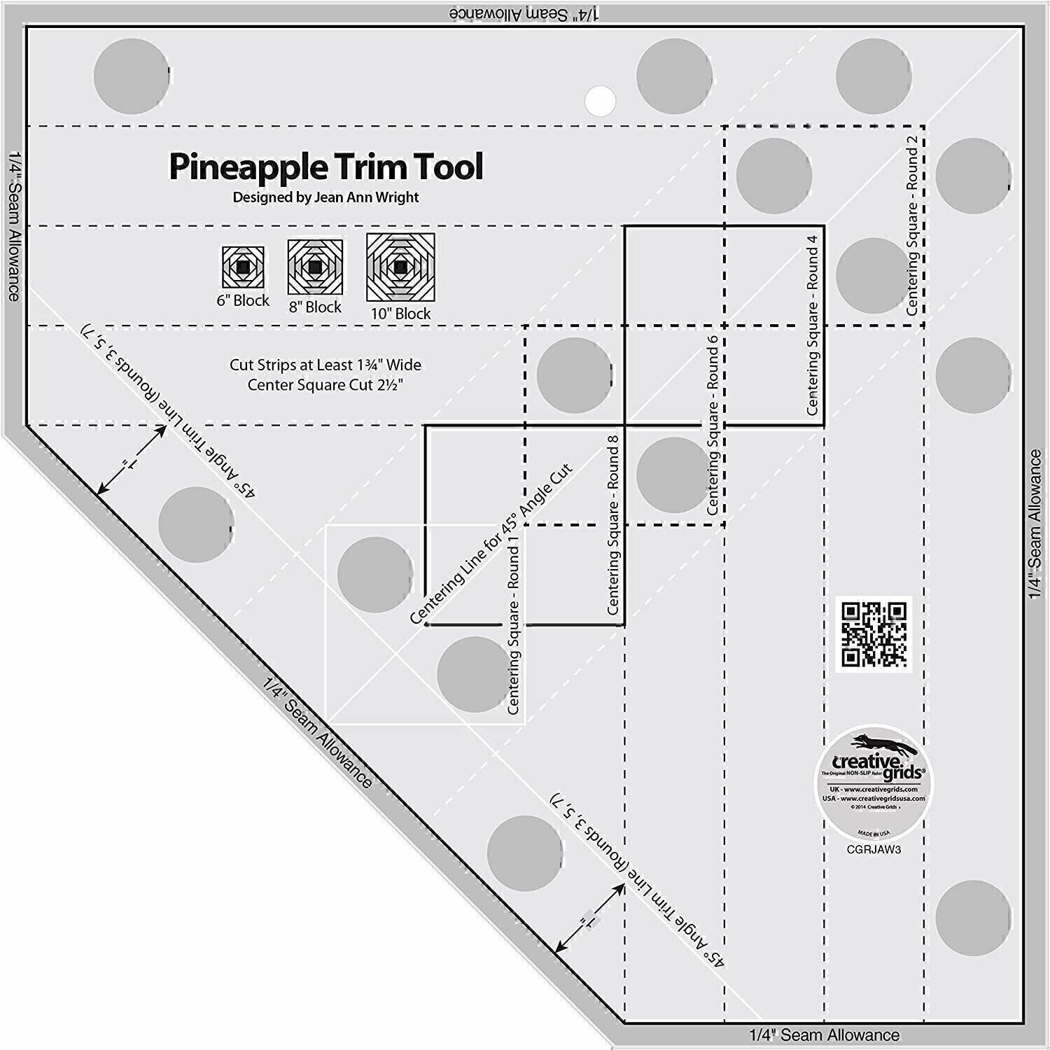 Creative Grids Pineapple Trim Tool for 6, 8 or 10in Finished Blocks - CGRJAW3