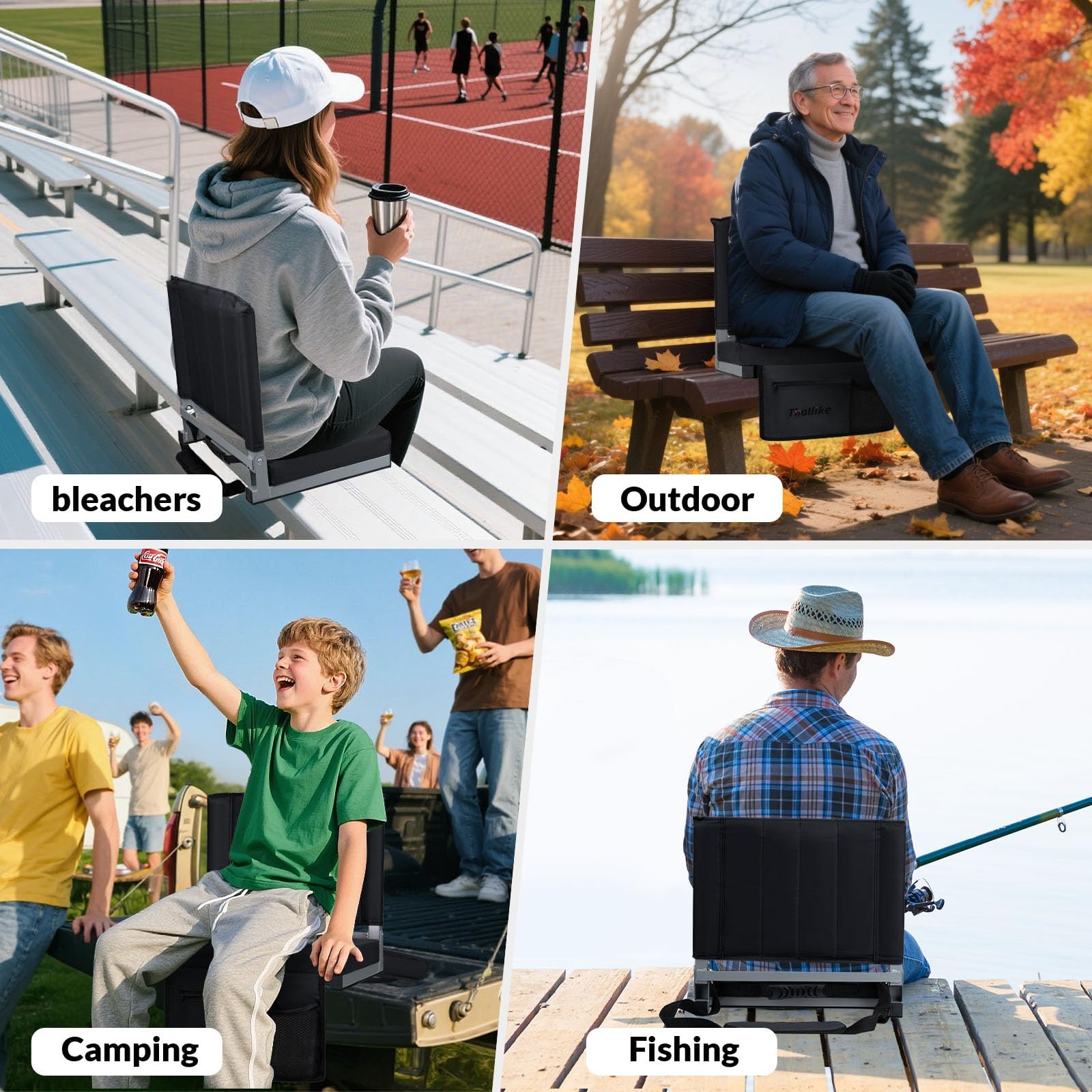 Heated Stadium Seats for Bleachers － 3-Level Heating Foldable Chair with Back...
