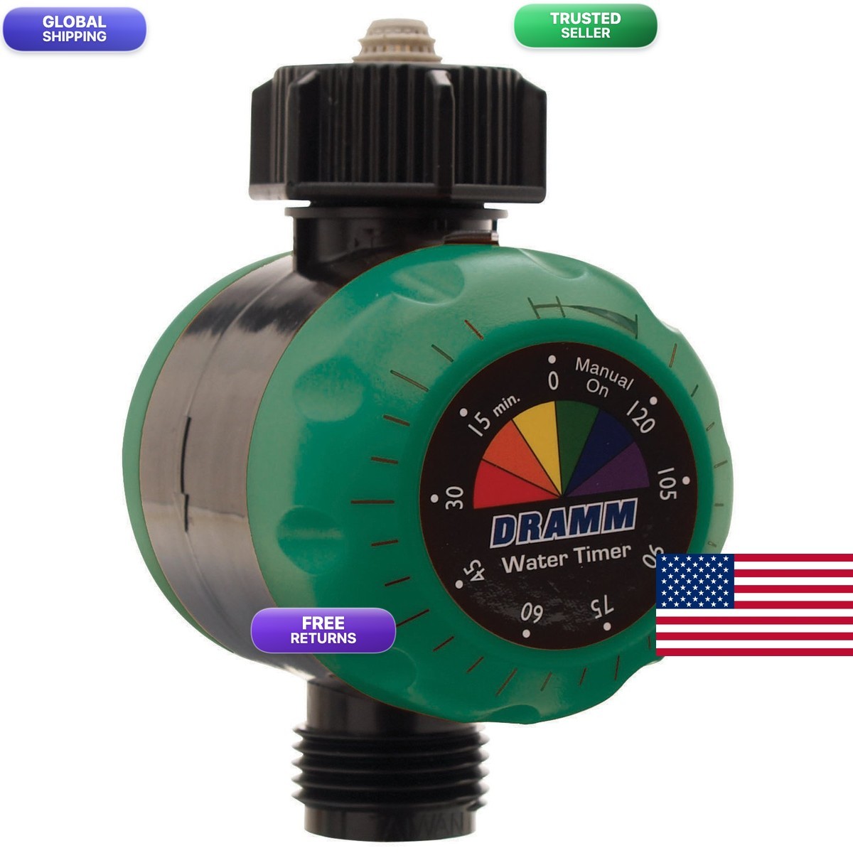 Dramm ColorStorm Premium Water Hose Timer, Mechanical, Turns Water Off