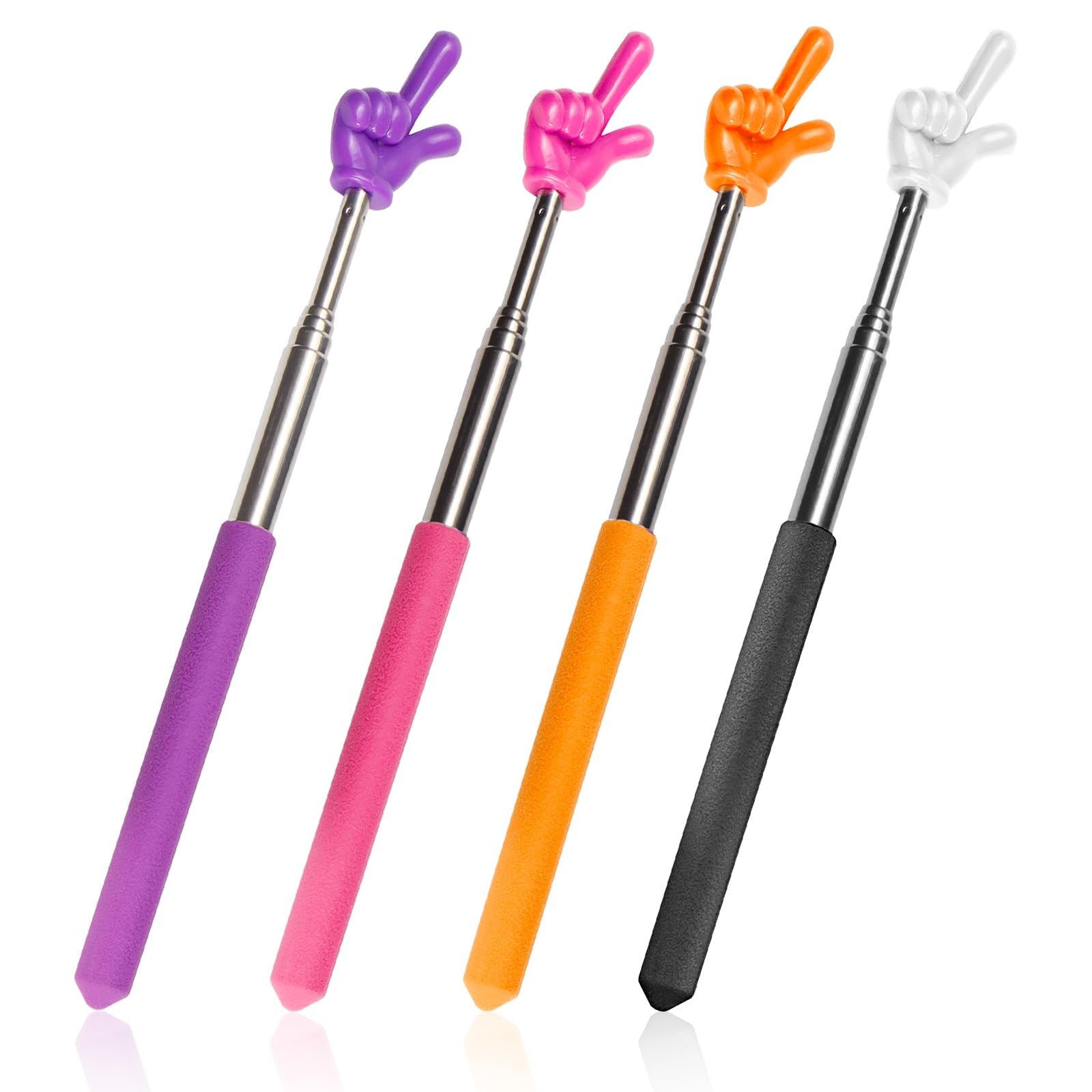 Bagentry 4 Pcs Teacher Pointer Stick 7.8"/20 cm, Black, Orange, Purple, Pink