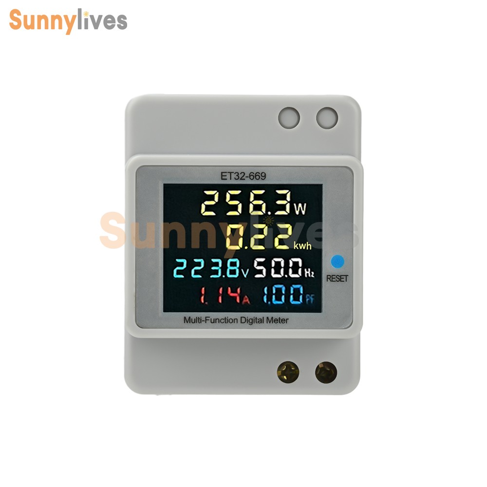 DIN-Rail Multifunction 1-Phase Energy Meter Digital Electric Power Watt Meter