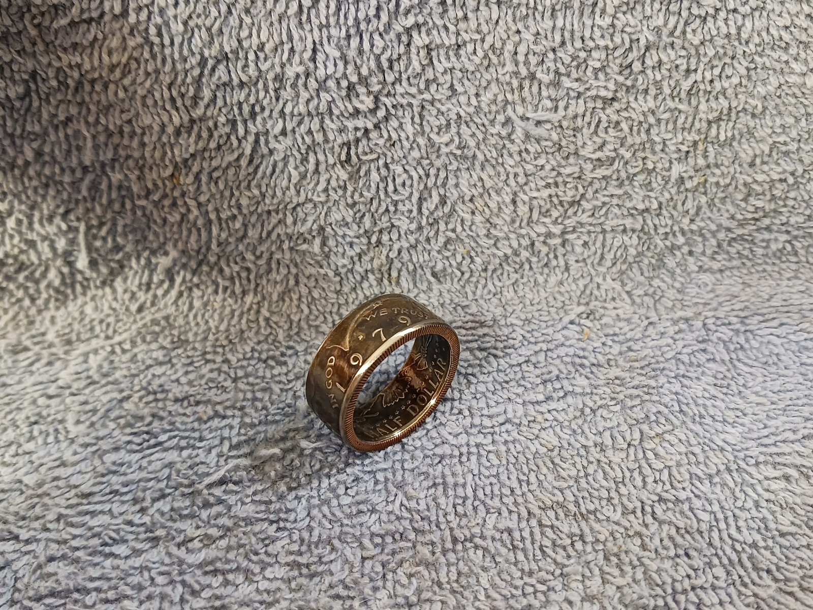 1979 Kennedy Half Dollars  size 11   coin ring  handmade mixed metals