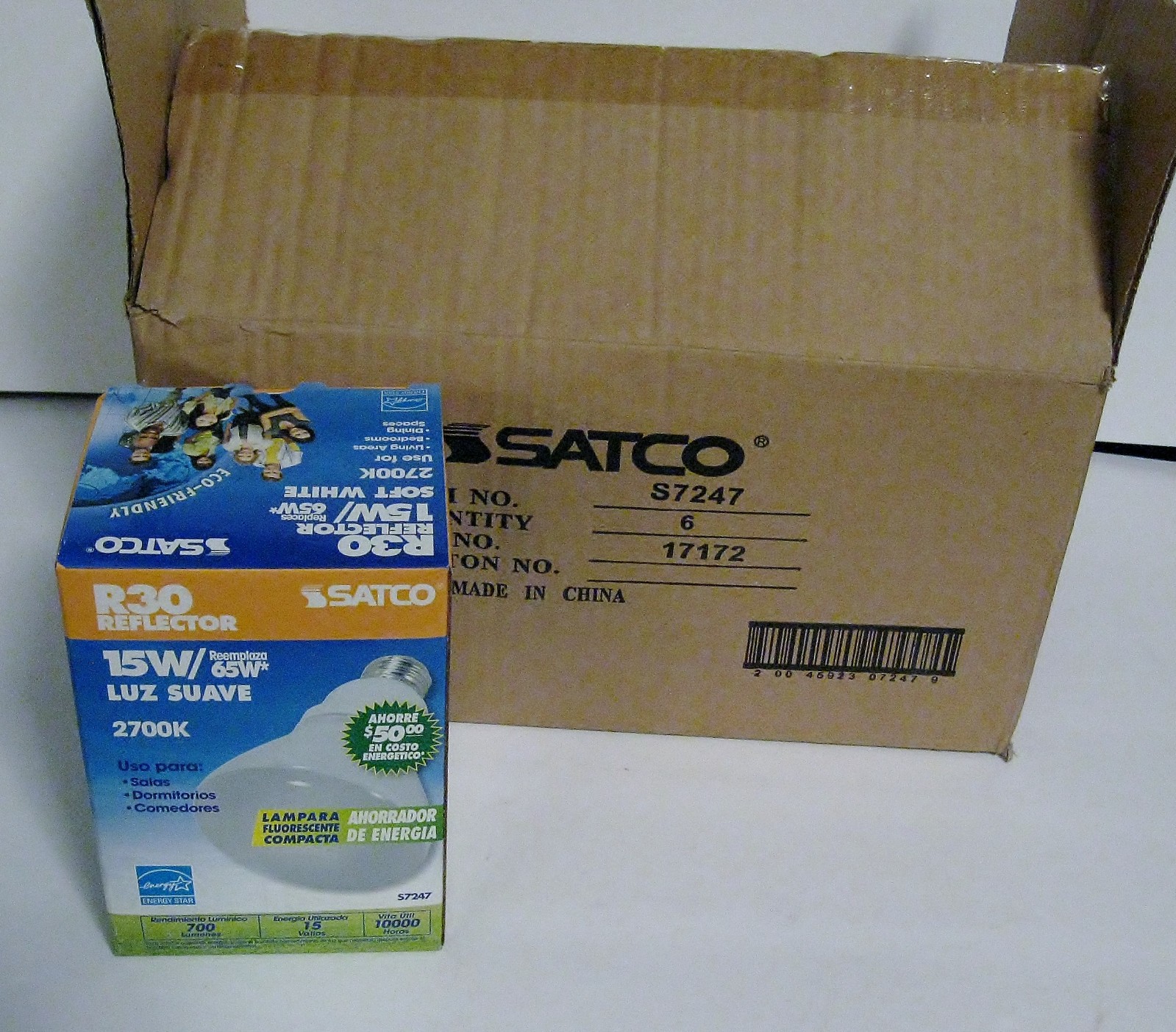 Satco S7249 Light Bulb 15W Energy Saver CFL R30 Reflector Soft White -Full Case