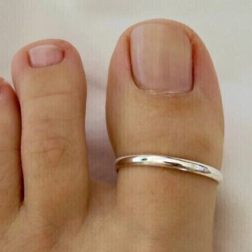 Solid Metal 925 Sterling Silver Big 11 Size Band Toe Ring White Gold Plated